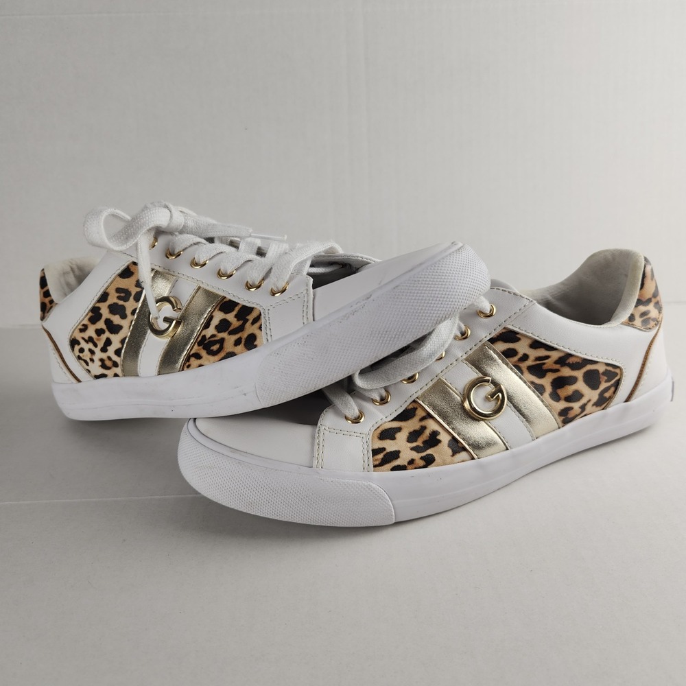 GBG By Guess White Leopard Cheetah Shoes‎ Women's Low Sneakers Size 9M